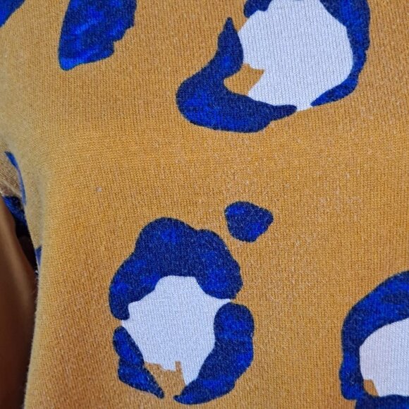 3.1 Phllip Lim Target Size Large Sweater Front Leopard Top Org/Blu/Crm EUC - Picture 3 of 12
